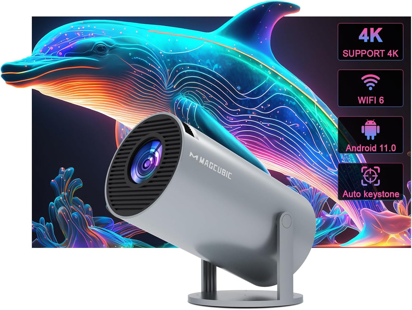 جهاز عرض محمول مزوّد بضبط يدوي للبُعد وتصحيح تلقائي للصورة